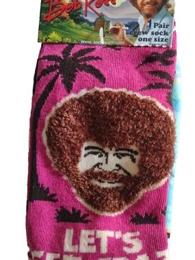 Bob Ross One Size Crew Sock Pair - New